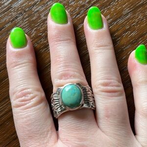[Bahgsu jewels] turquoise scarab ring sterling silver